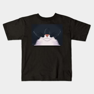 Black Tuxedo Cat Face Kids T-Shirt